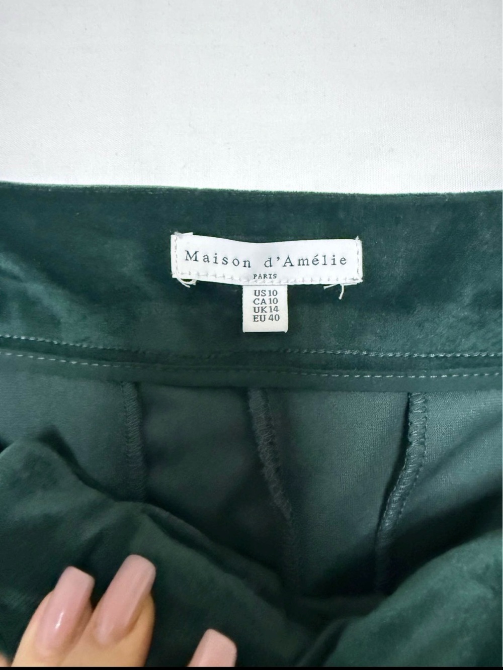 High-Waist Velvet Wide-Leg Pants in Deep Green - Picture 3 of 3
